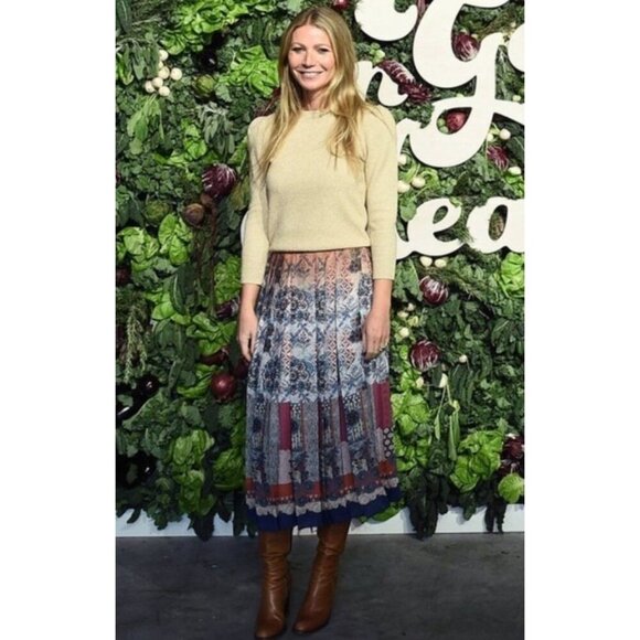 G. Label by Goop Cat Patchwork Pleated Midi Skirt - Picture 3 of 15